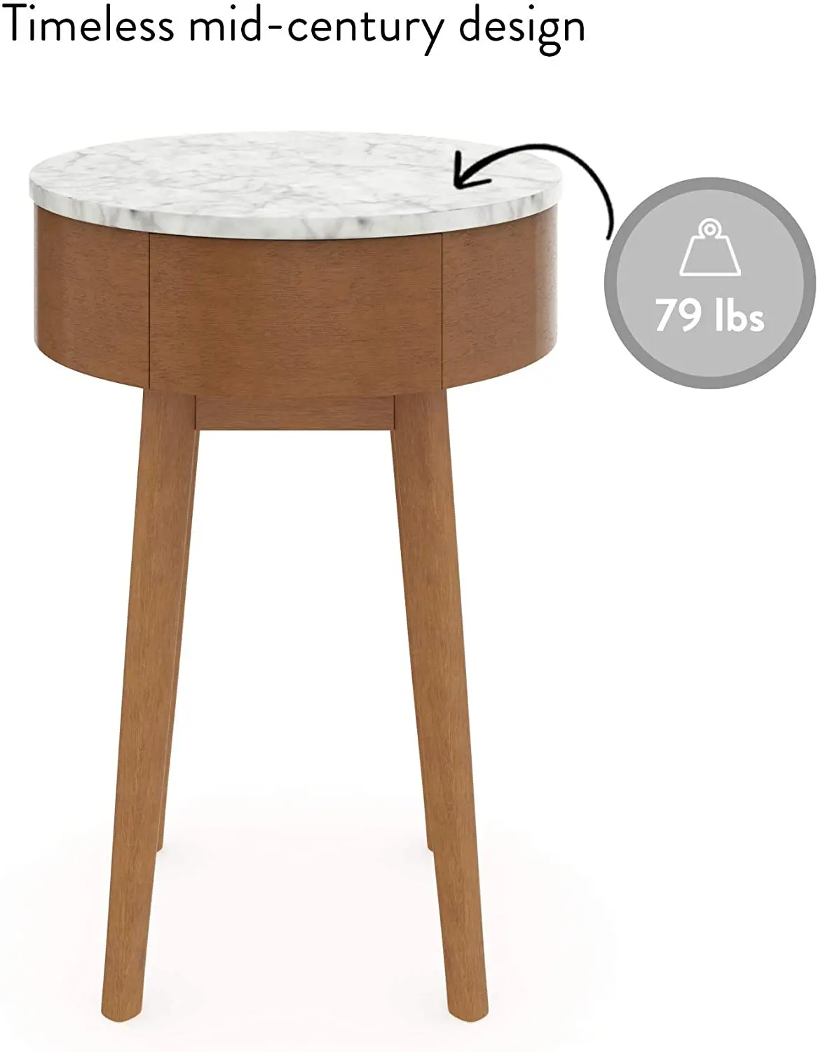 
Combohome Mid-Century Round Movable Side End Table Walnut Finish Wood Bedside Table 
