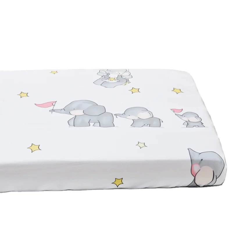 Printing Design Mattress Cover Sheet Baby Boy Girl Crib Toddler Bed Sheet with Fitted Deep pocket