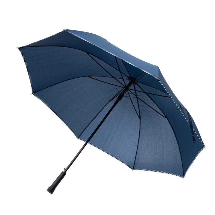 Cheap Price Metal Frame Promotional Large Size 27 inch Blue Color Auto Opening Straight Handle Simple Design Golf Rain Umbrella