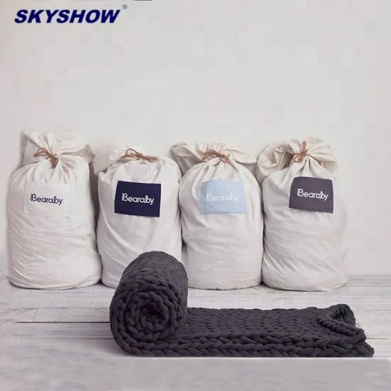 Stylish Super Chunky Knit Blanket Throw 12-25lbs Minky Velvet Iceland Breathable Weighted Blankets