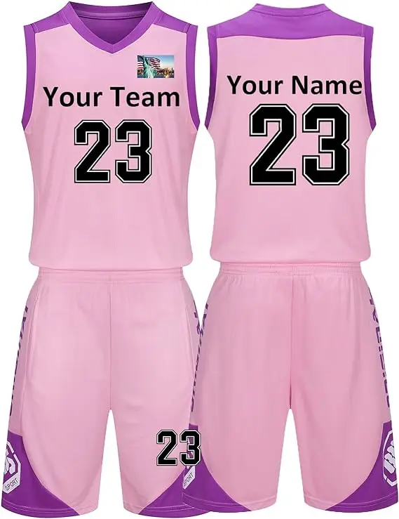Custom Basketball Jerseys Any Name Number Team Logo  Basketball Jerseys for Men Boys Kids Adult Basketball Uniform Set