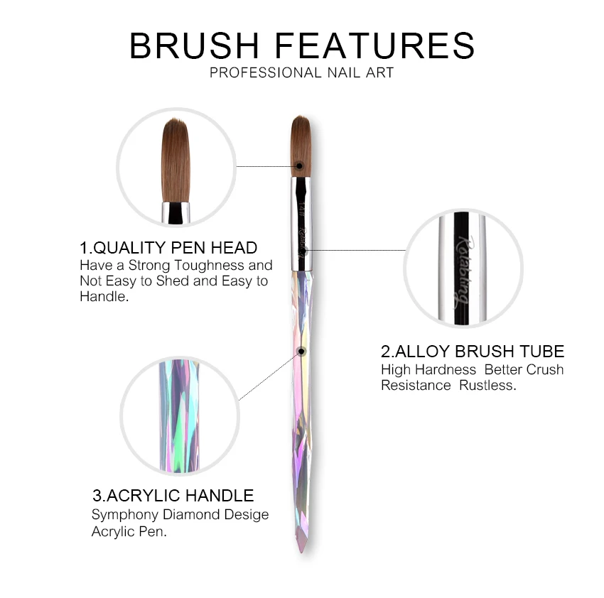 Professional Nails Art Carving Pen Kolinsky Sable Acrylic Nail Brush
