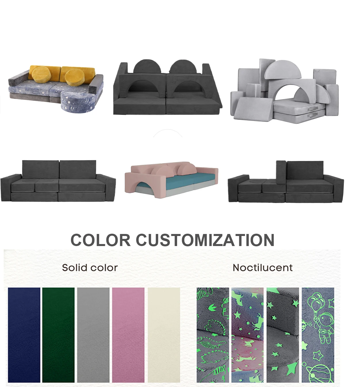 Pink colour Velvet Sofa Couches Children Sectional  Play foam couch 10pcs  Kids Play Game Sofa Creativity Kids Play Couch