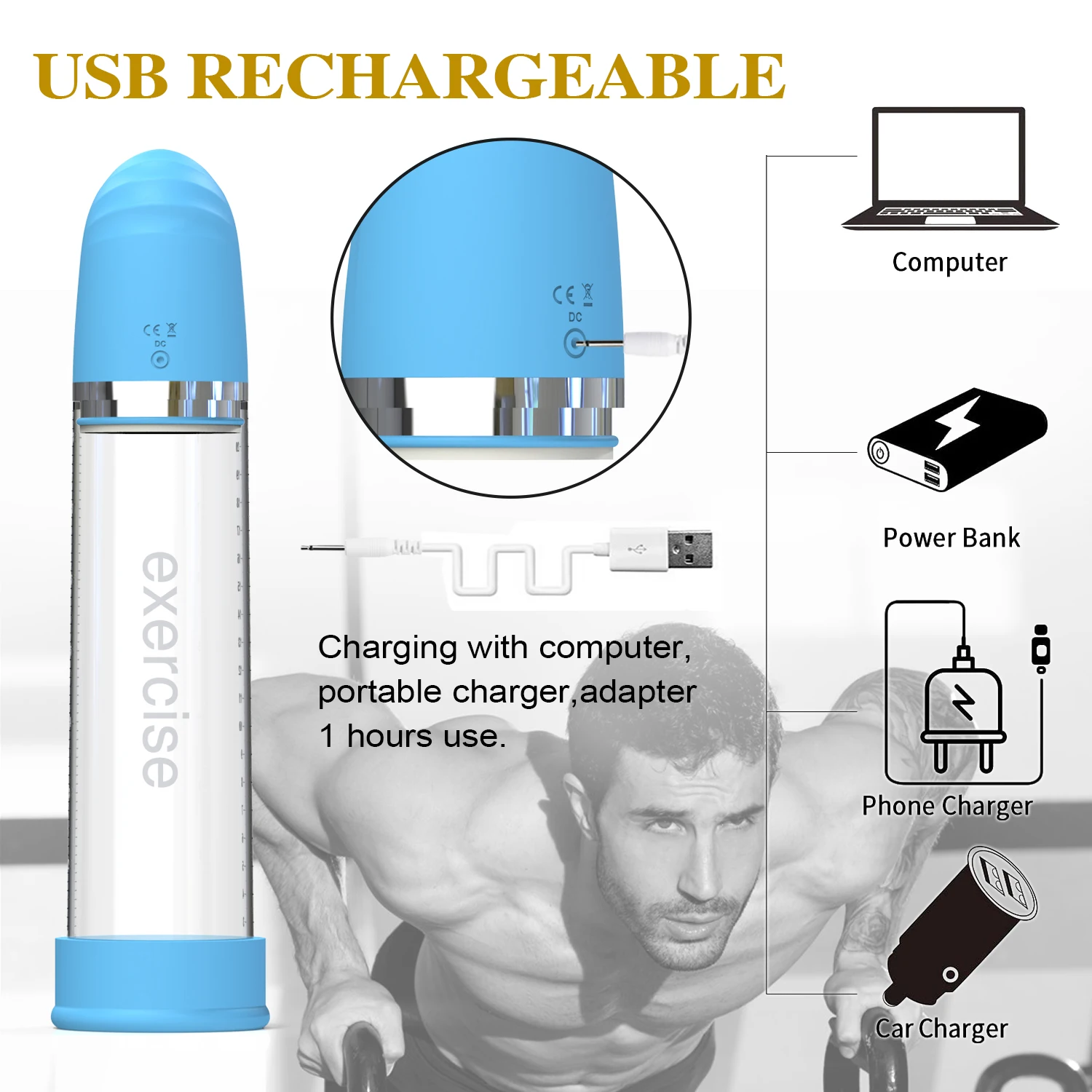 Ylove Adult Wellness Toys Penis Pump and Condom Set Silicone and ABS for Male Penis Enlargement Exercise