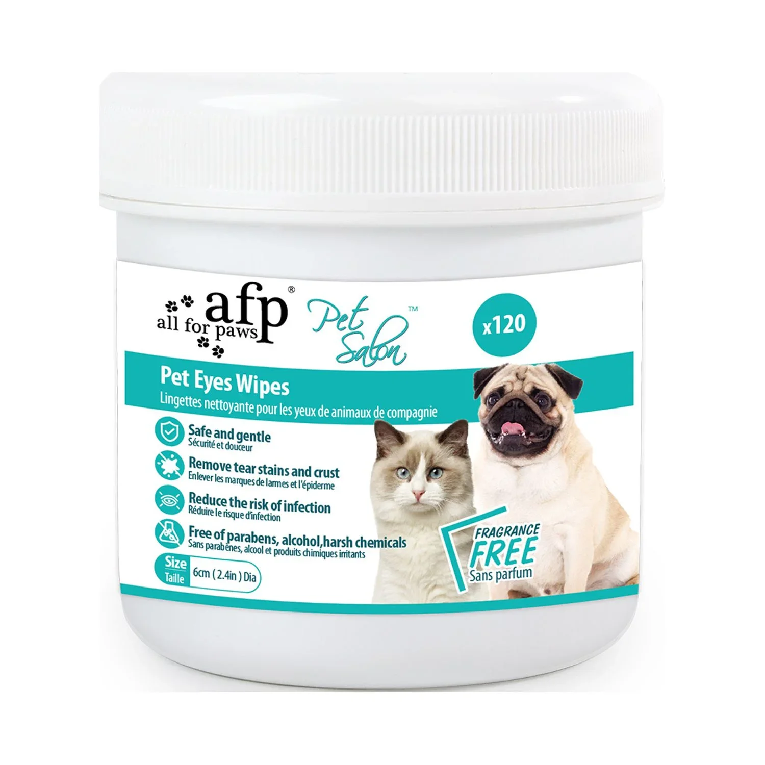 All For Paws Unscented Alcohol Free 120 Cts Pet Ear Wipes Alcohol-Free Pet Eye Wipes Pet Cleaning Wipes For Dog Cat Grooming