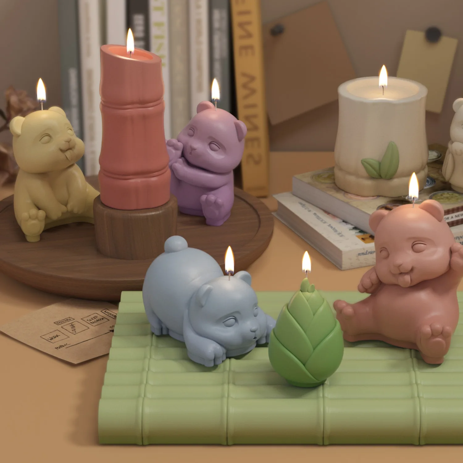 New Design cute Panda silicone molds for candles Festival party DIY Animal shape Chocolate pudding jelly tools easy to demold