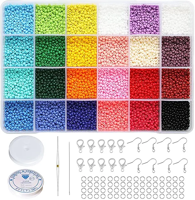 Glass Jewelry Making Kit Beads Craft Set Pony Seed Letter Alphabet DIY Art glass seed beads birthday