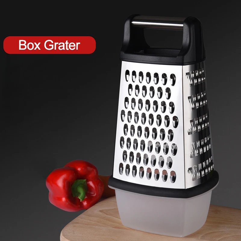 4-Sided Stainless Steel Box Grater with Detachable Storage Container Kitchen Tool