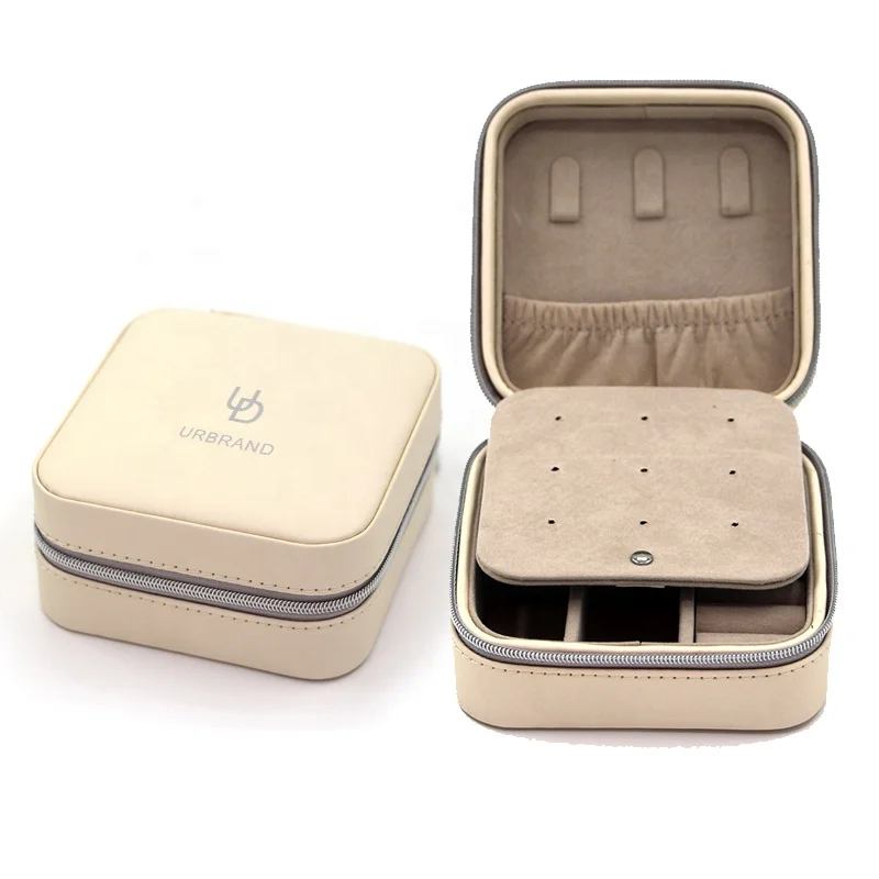 
Handmade High-End PU Leather Jewelry Packaging Organizer Boxes Ring Bracelet Chain Cufflink Jewelry Travel Box With Custom Logo 