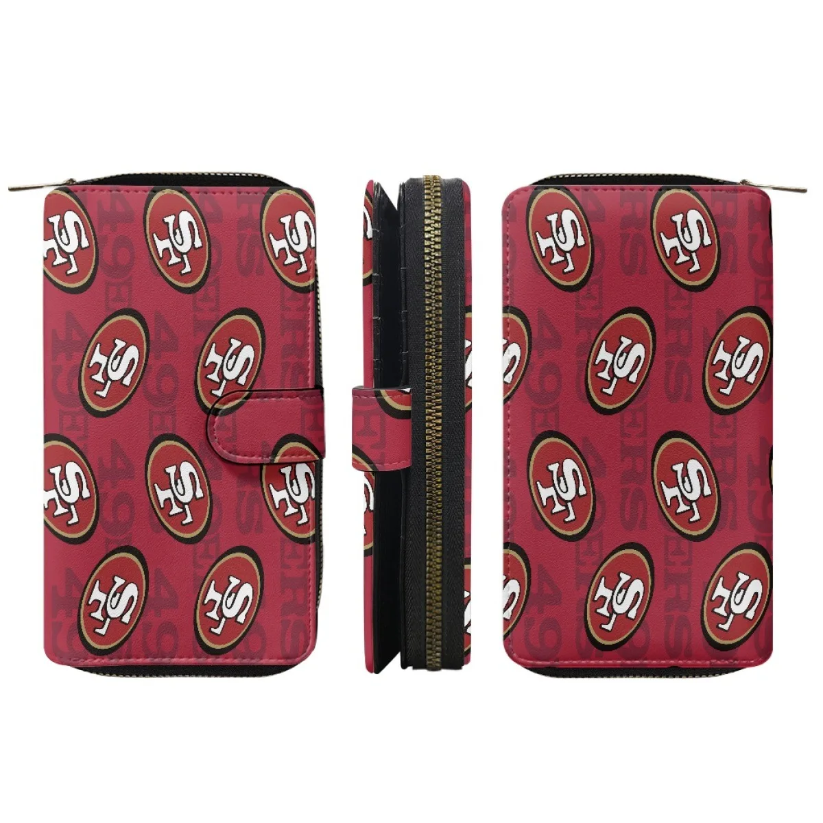 Women wallet zipper multi-card slot hand wallet clutch bag lightweight SAN FRANCISCO 49ERS football team wallet