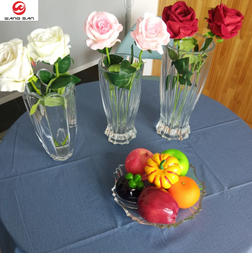 250mm crystal modern rock pattern style flower glass vase wholesale  glass vases wedding centerpiece clear