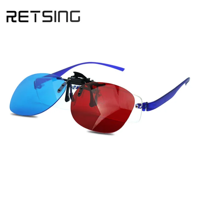 Зажимные линзы 3D очки красные синие пластиковые очки для фильмов