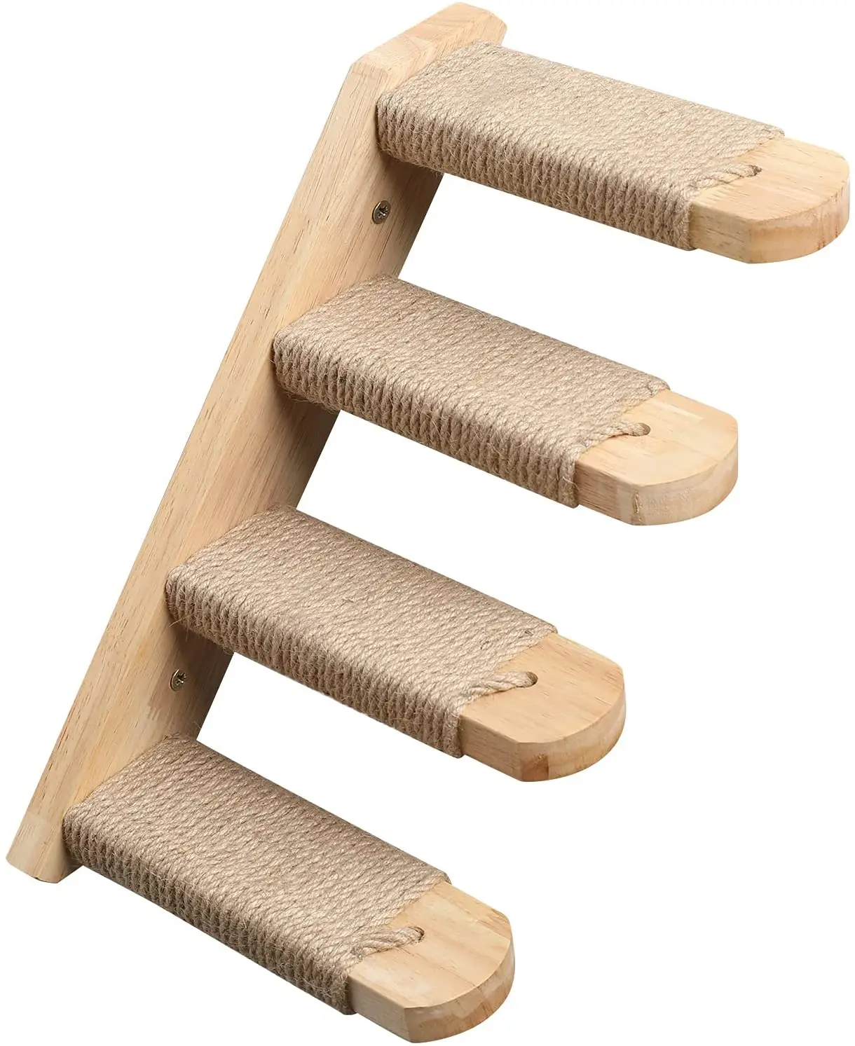 Four Step Cat Stairway with Jute Scratching  Wall Mounted Cat Climbing Shelf
