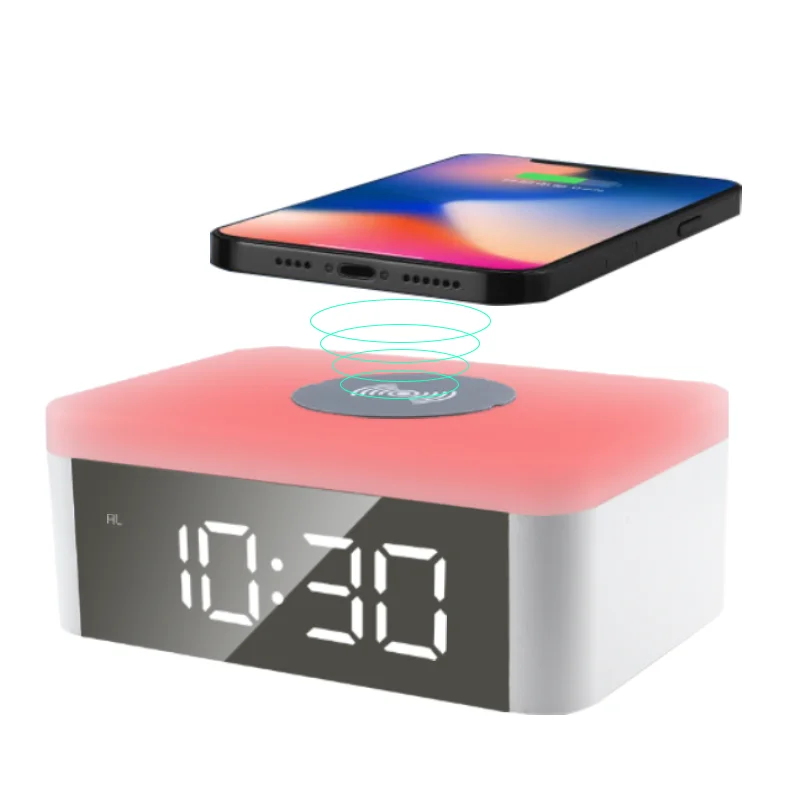 Clocks Analog With Built In 2022 New Modern And Digital Fast Wireless Charger Lamp Alarm Mirror Rgb Clock