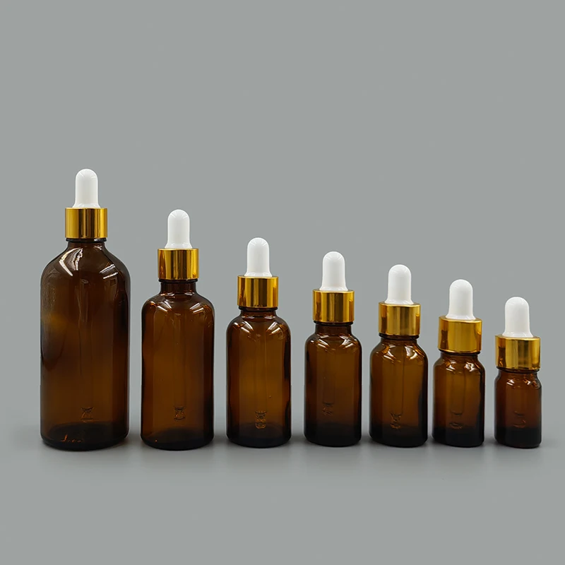 Gold Color 18/410 Din 18 Glass Dropper Pipette PP Aluminium Material for Bottles Packaging Tubes Cans Caps for Cosmetic Oil