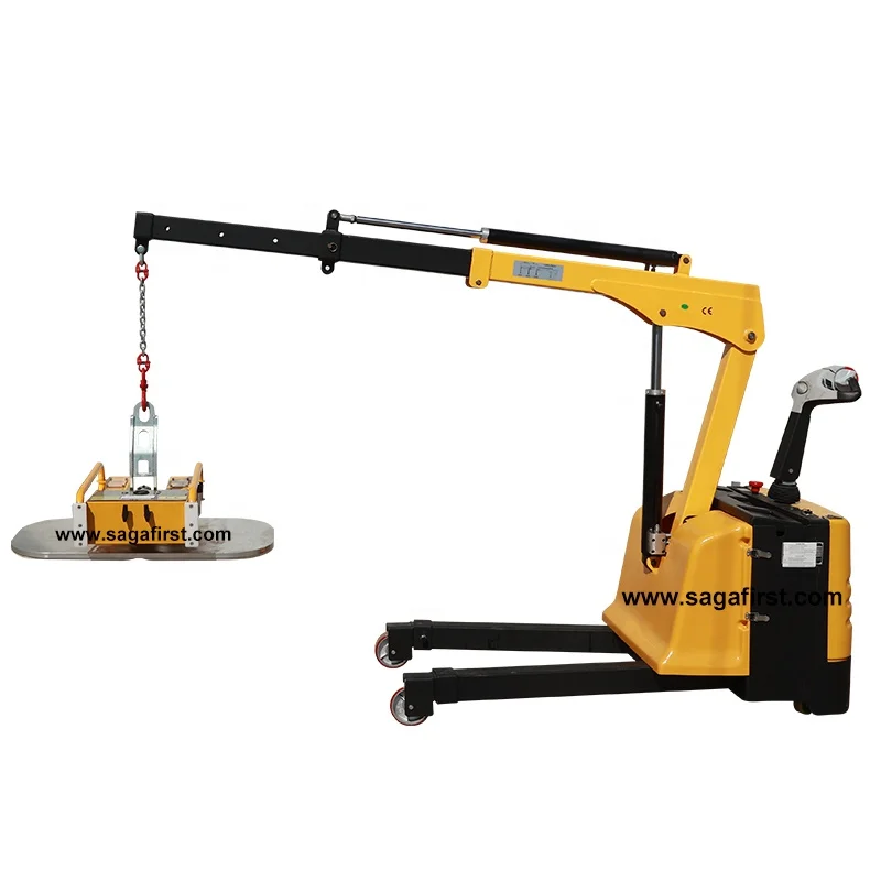 Battery Powered Extended Boom Mini Telescopic Mobile Floor Crane Small Hydraulic Counter Balance Crane