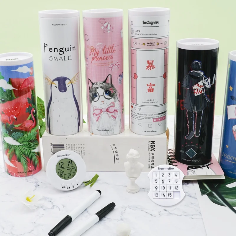 NBX Cartoon Princess Cat Kawaii Animal Pencil Case with Calculator And Mirror for Girls Plastic Pencil Box