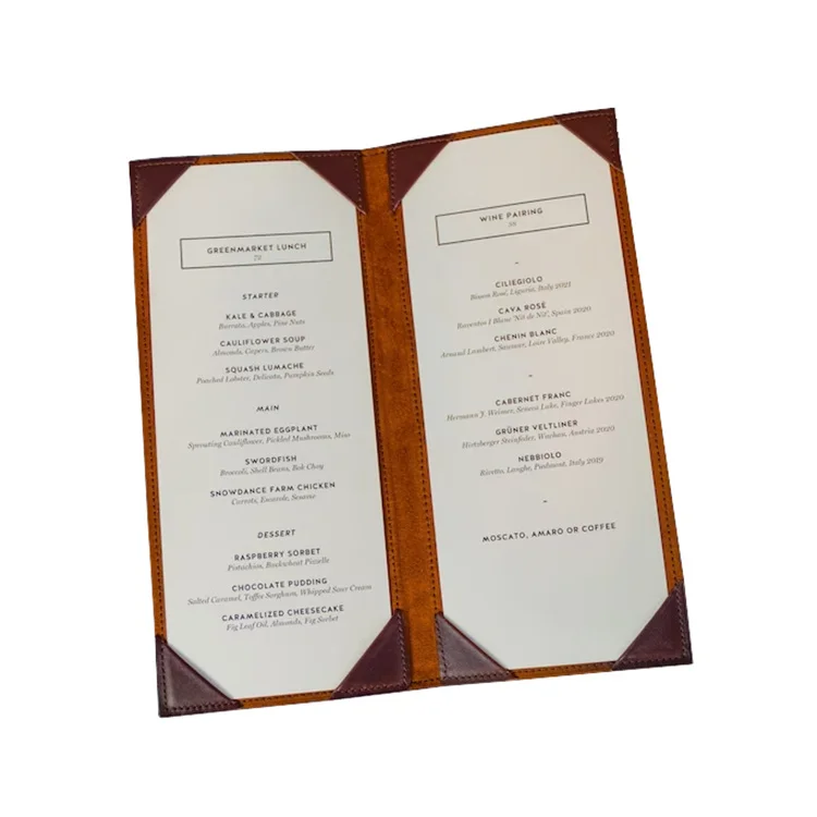 Restaurant Menu Covers Leather Menu Covers for Wine List Double View Leather Menu Holder Covers
