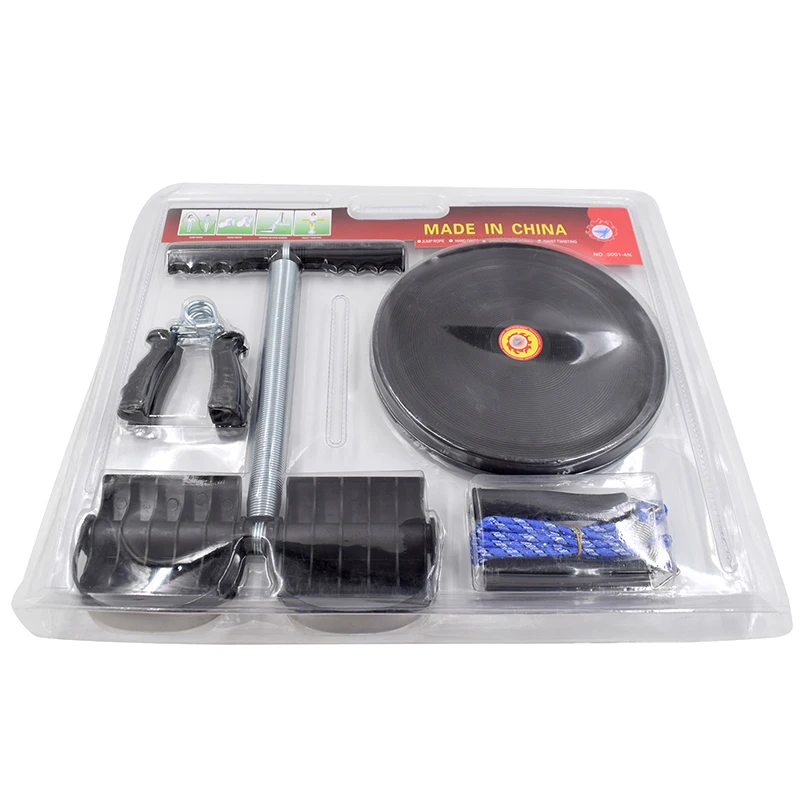 Hand Strength Spring Pull Pedal Jump Rope Waist Twist Tray 4 in 1 Fitness Set