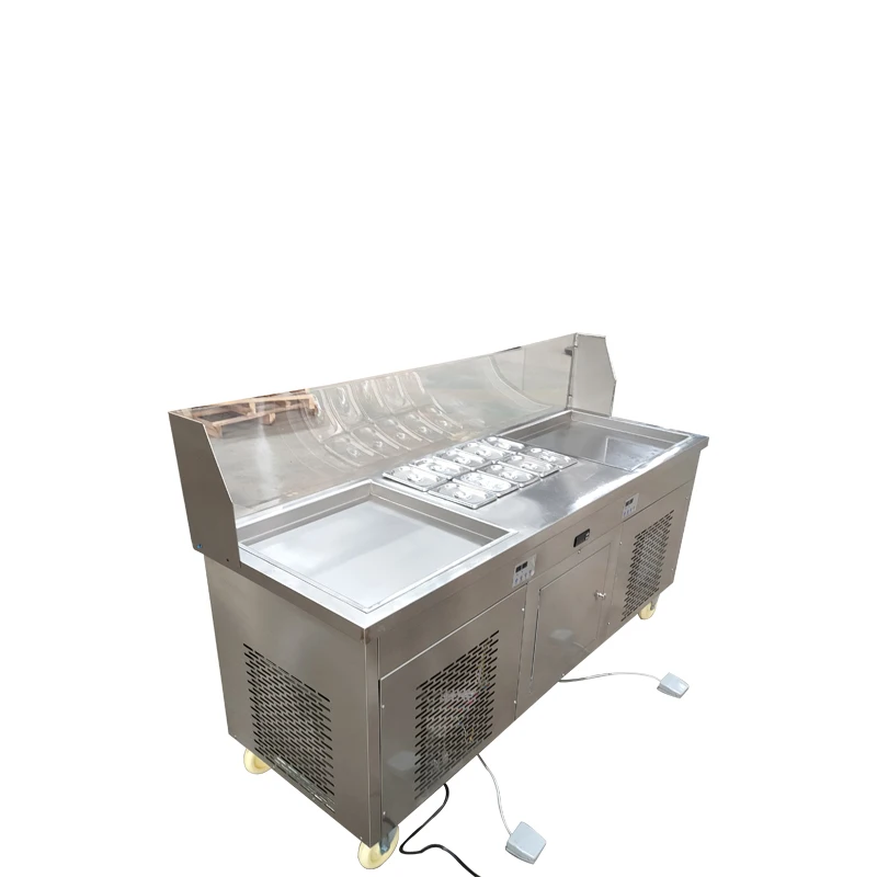 Good Quality Double Square Flat Pan Fried Ice Cream Roll Machine Frozen Yogurt Machine