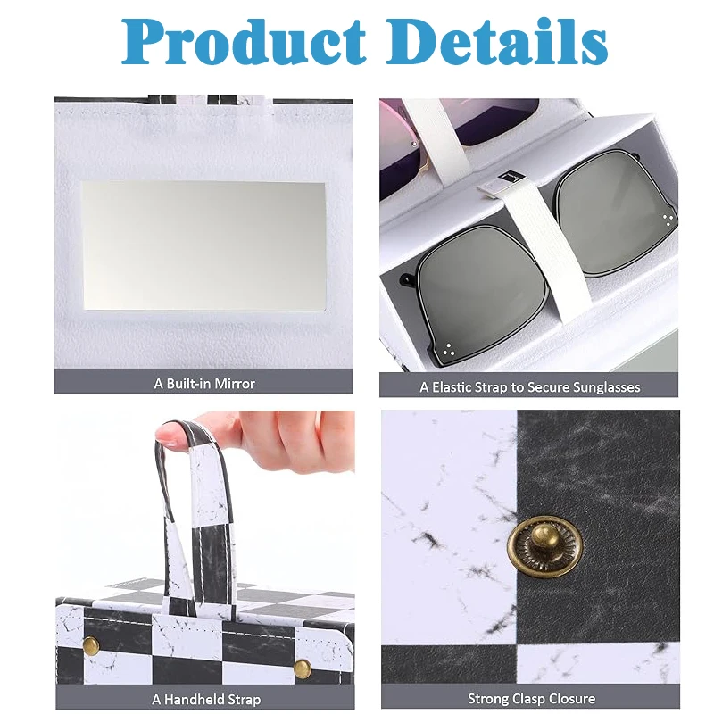 5 Slots Case Fashion PU Multi Layer 5Slots Triangle Folding Sunglasses Storage Box Case For Eyewares case Storge Box