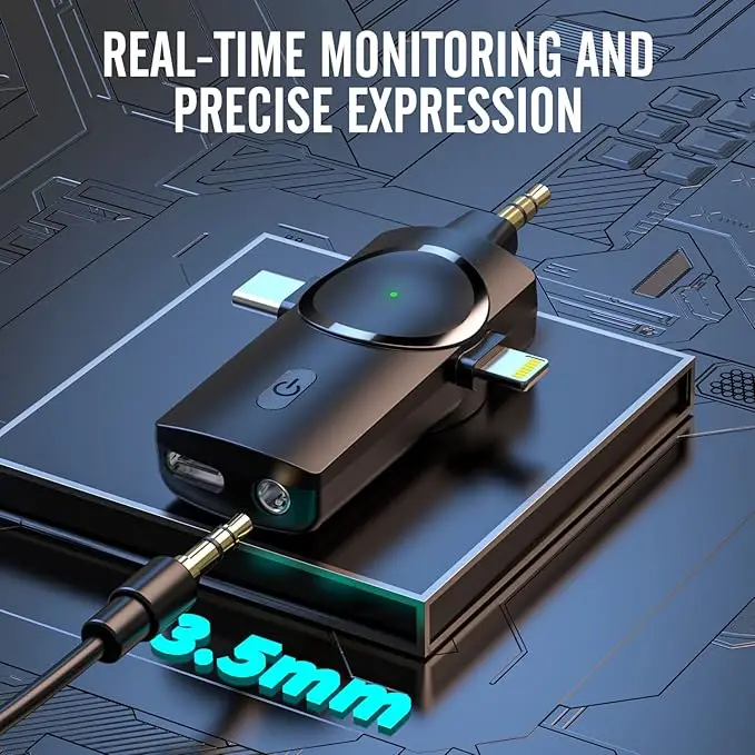 3 in 1 Portable Mini Microphone Wireless Recording Microphone 1 Drag 2 Microphone Lavalier Mic  for iPhone  and Android