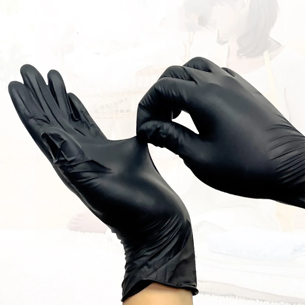 Промышленные композитные черные латексные нитриловые Guantes, коробка 100 5 мил, большие одноразовые безопасные пищевые Guantes без порошка