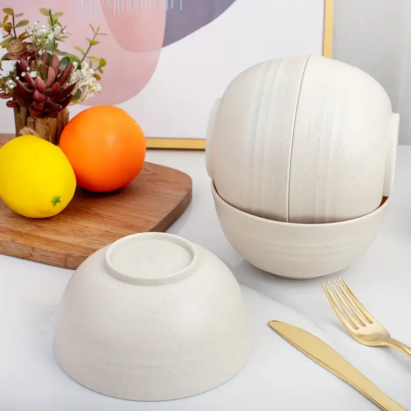 Customizable Disposable Biodegradable Microwave round Rice Husk Fiber Soup/Salad Bowl for Parties and Restaurants