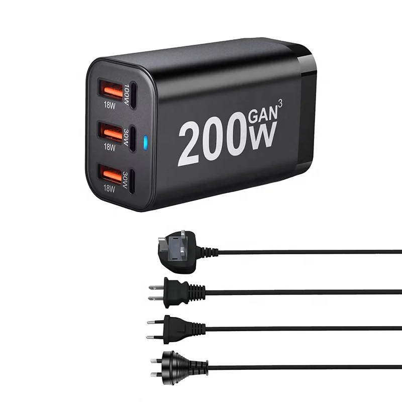 Luxury Portable Multi 6 Port Usb Hub Wall Charger Station Adapter Charger 20W Type C Charging Adapter 200W Desktop Usbc Charger