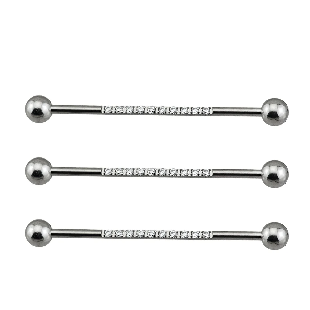 G23/ASTM F136 титановый пирсинг CZ Pave On Pole Brabell с внутренней резьбой промышленные ювелирные изделия