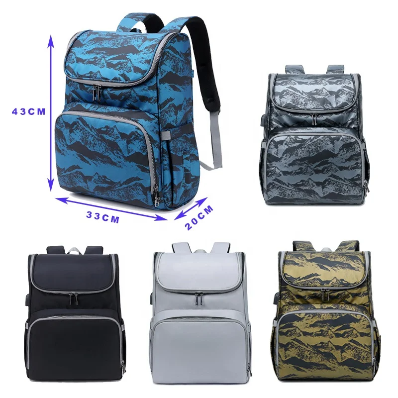 
2021 New Baby Diaper Bag With Bed Matress Mom Maternity Backpack Baby Portable Simple Crib Bags Folding Bed Rucksack Travel Kits 