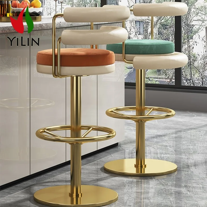 Modern Luxury Quality Metal Barstool High Swivel Kitchen Dining Chairs Factory Wholesale Tall Bar Chair Furniture