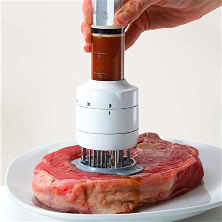 304 Stainless Steel Kitchen Tool 2 in 1 Meat Tenderizer Needle 3 Pinholes Meat Tenderizer Injector