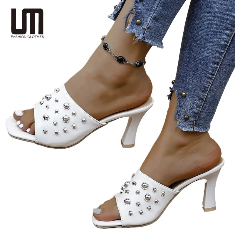 Liu Ming New Products 2024 Wholesale Women Elegant Summer Slippers Outside Leather Fashion Sandals High Heels