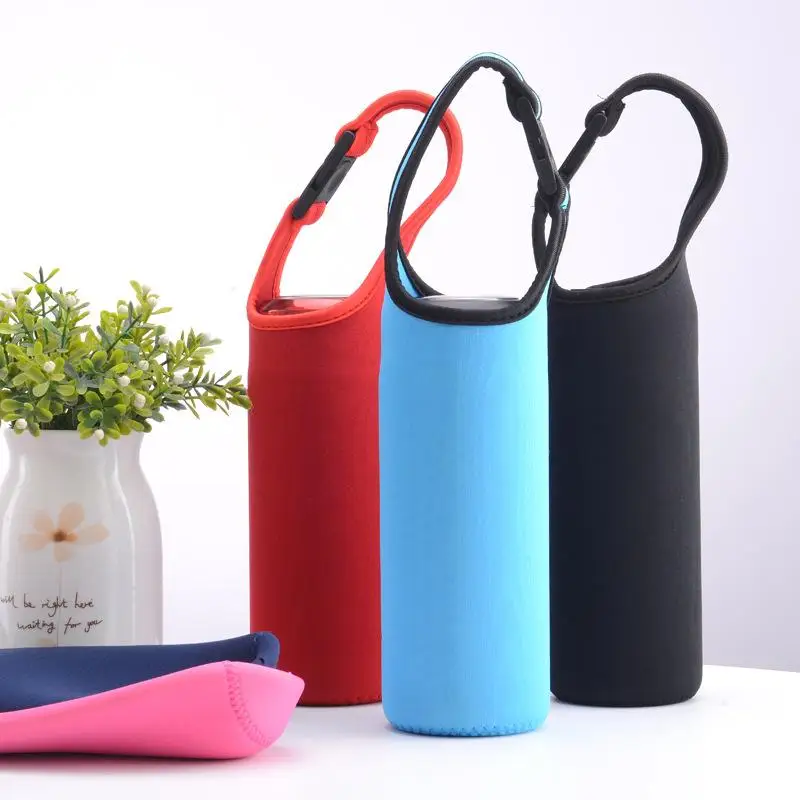 2020 High Quality Customized Logo Neoprene Insulated Water Glass Bottle Sleeve Holder Cover With Strap