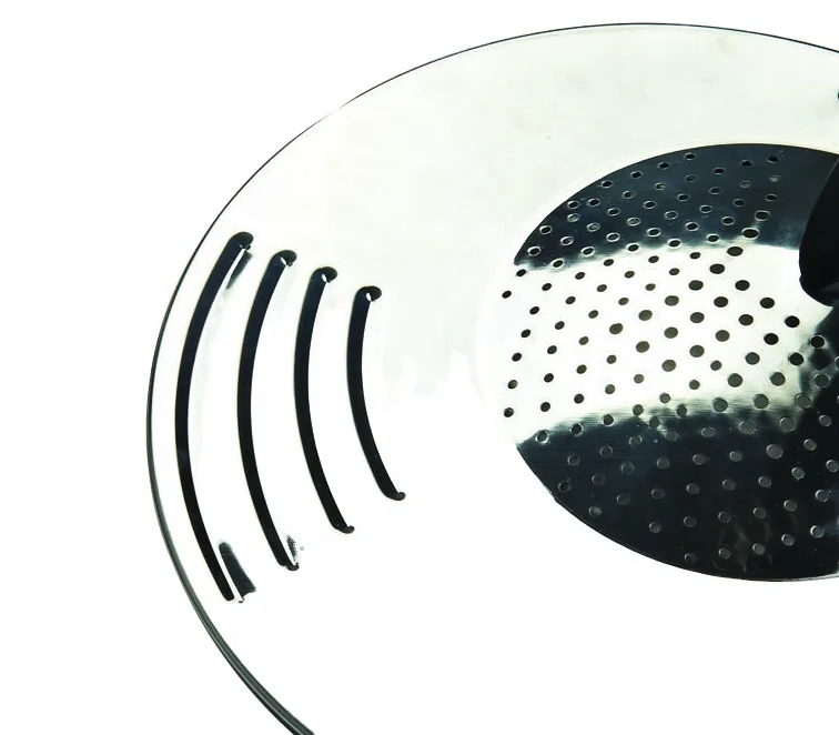 
430 Stainless Steel Anti Splash Frying Pan Universal Lid Fit 24cm 26cm28cm 30cm Pans and Spots 