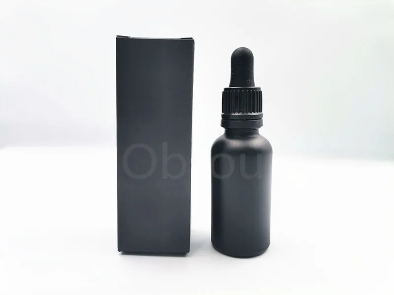 30 ml amber glass tincture bottle with black dropper 30ml matte black essential oil glass dropper bottle with packing box
