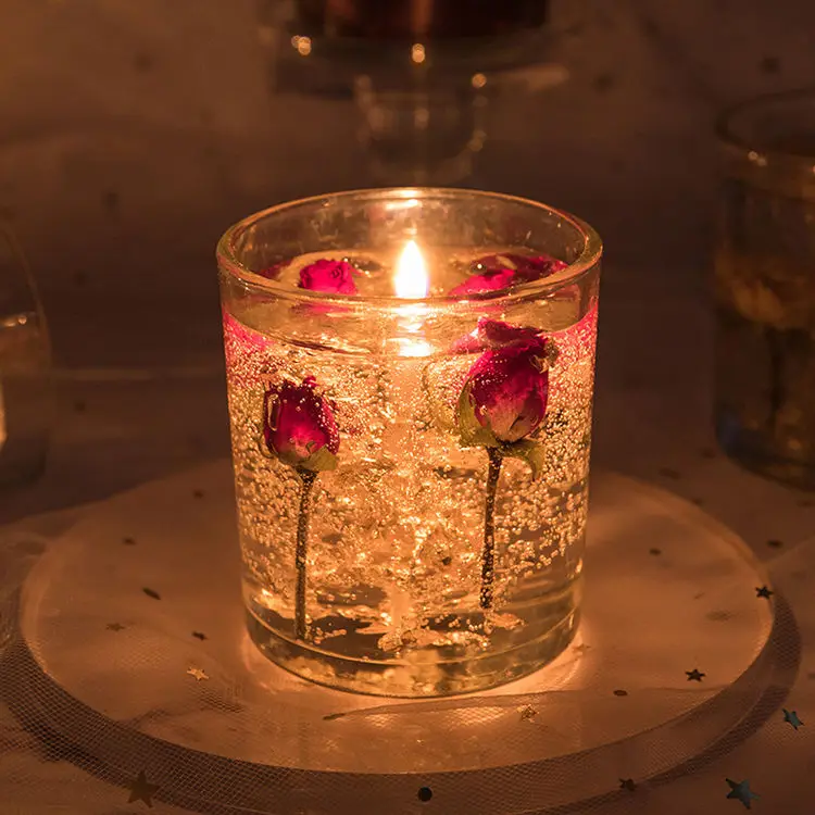 Wholesale Manufacture High Quality Dry Flowers Aroma Jelly candles for home decoration and party