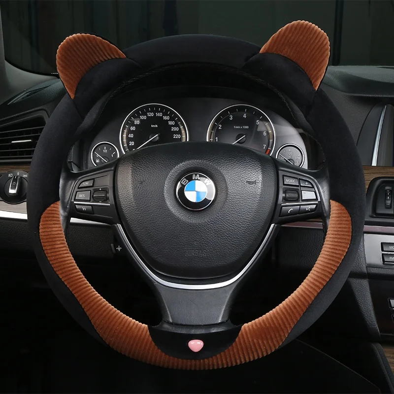 Car interior accessories manufactory direct deal wholesale universal cute plush car steering wheel cover for women