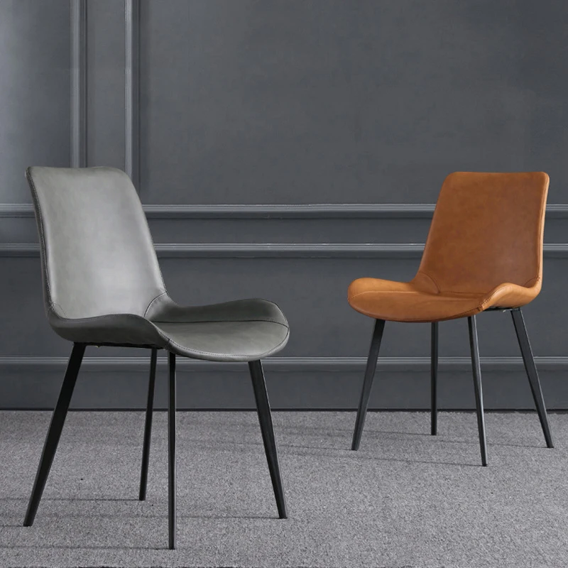 Luxury Dining Room Furniture simple leisure chair Solid Woood Quilting Leather Upholstered Dining Chair