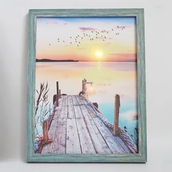 Wholesale Led Canvas Painting Wall Decor Lighthouse Seascape Design with Wood Frame for Home Oil Standard BES UV Printing Ready