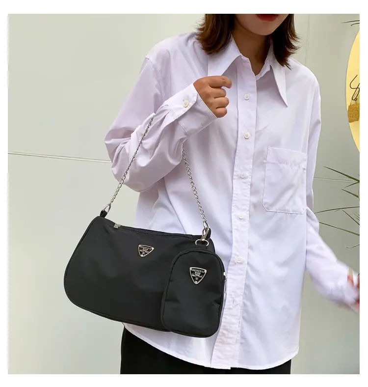 ladies fashion nylon shoulder luxury bags women hand blue dark shoulder bag wholesale nylon small crossbody sling bag women