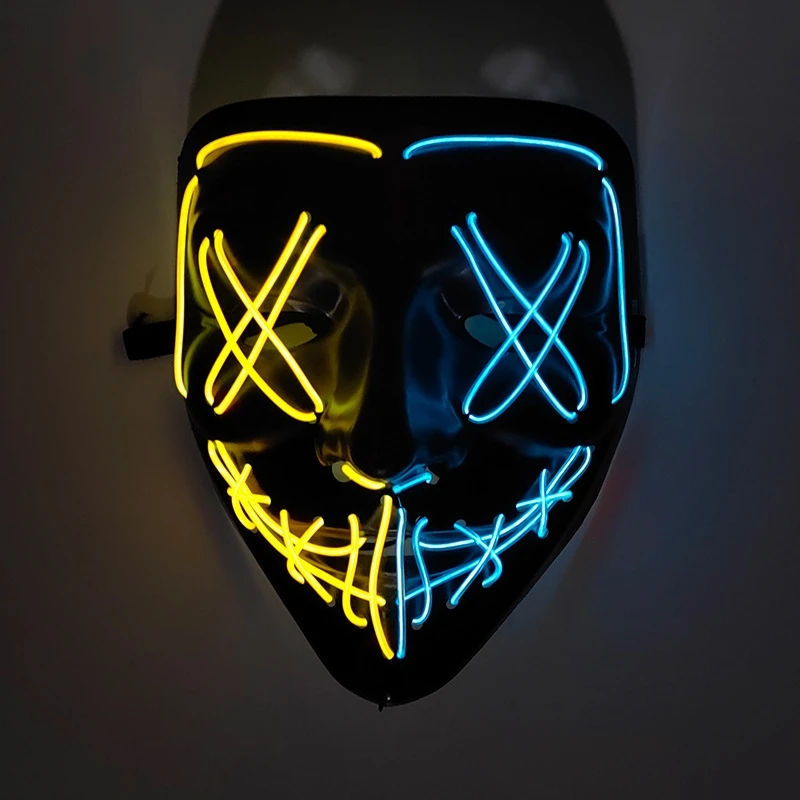 Wholesale Halloween Decoration Light Up DJ Party Neon Glowing EL Wire Rave LED Party Masquerade Mask