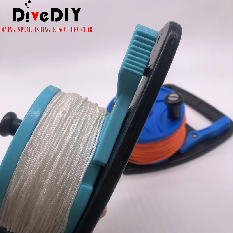 High Visibility White Line 270ft  plastic Scuba Diving Reel with finger Thumb Stopper