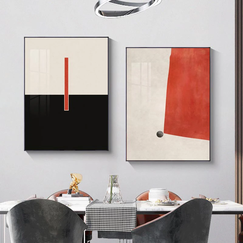 Simple modern crystal porcelain decorative painting 2-piece set of abstract wall art for the living room  office wall painting