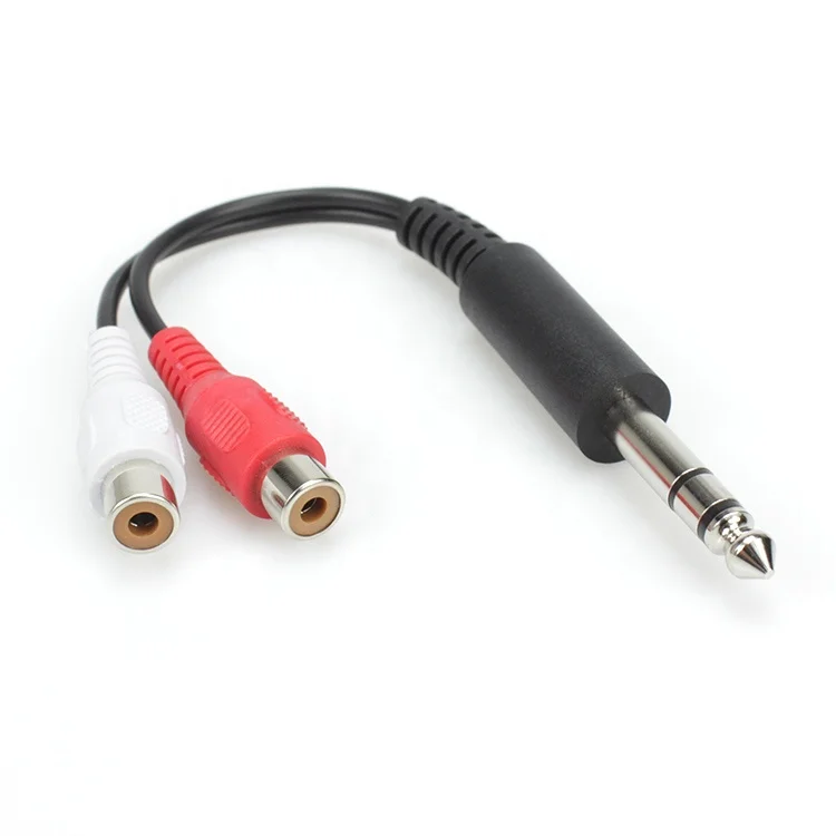 6.35mm 1/4 inch Male TRS Stereo Plug to 2 RCA Phono Female Audio Y Splitter Cable