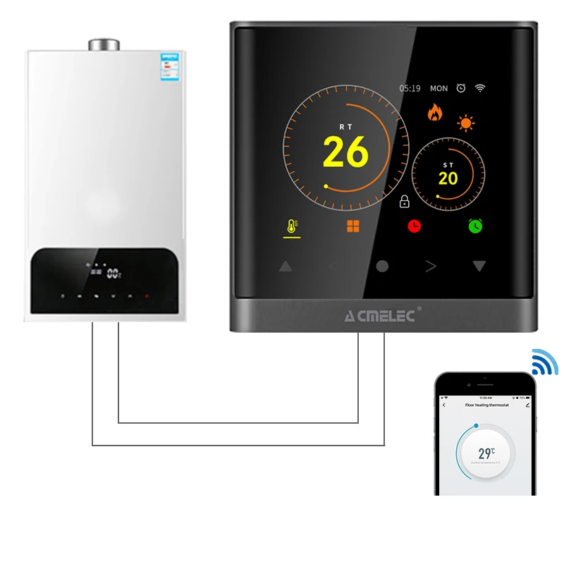 Black Tuya Smart Floor Heating Wifi Thermostat For Gas Boiler Room Temperature Remote Controller for Google Home\Aleax\DuerOS