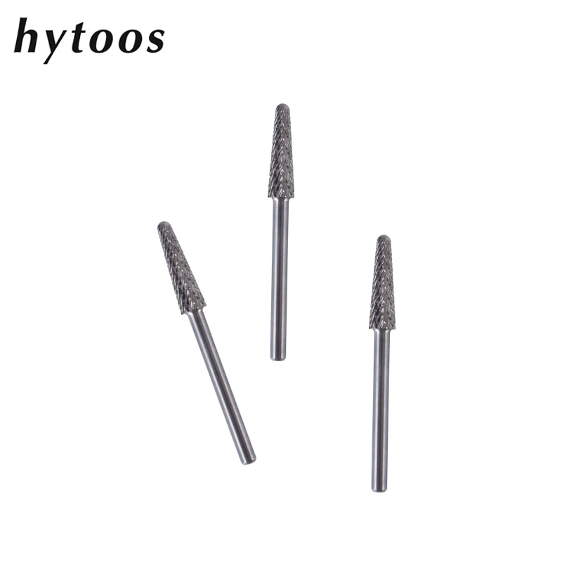 HYTOOS Cone Carbide Nail Drill Bits 3/32 Electric Cuticle Clean Burr Remove Gel Tool Nail Manicure Bit Drills Accessories