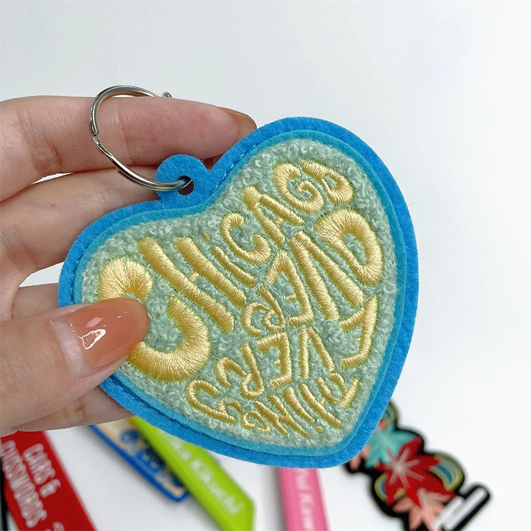 Custom high quality embroidered patch keychains