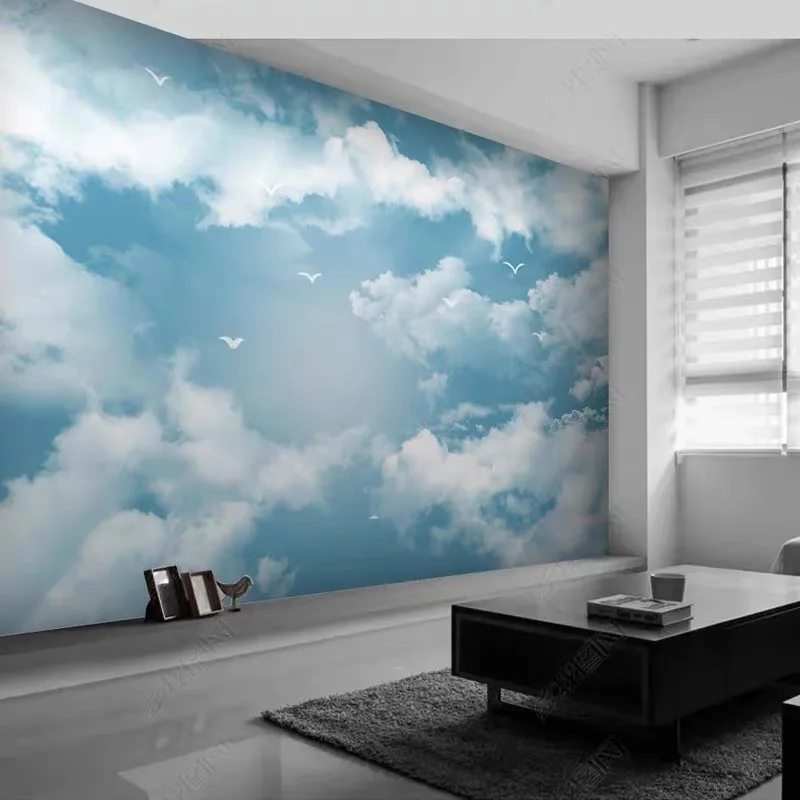 3d Nordic  TV wall background wallpaper 5d 8d bedroom blue sky warm color wall cloth hotel wall fabric